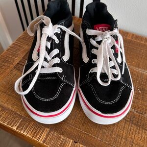 Vans Kids Black and White Sneakers with Red Accents